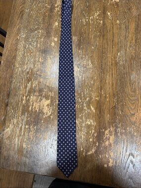Venezia Dark Blue Tie with red ,white and blue flower Diamond Pattern